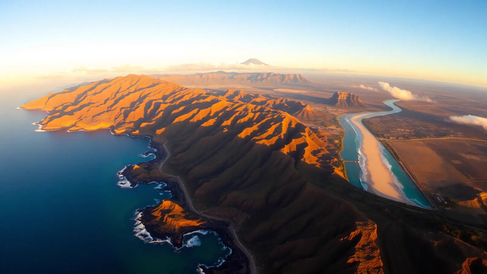 Aerial view of Maui's coastline showing West Maui cliffs transitioning to South Maui sandy beaches, illustrating luau locations by region